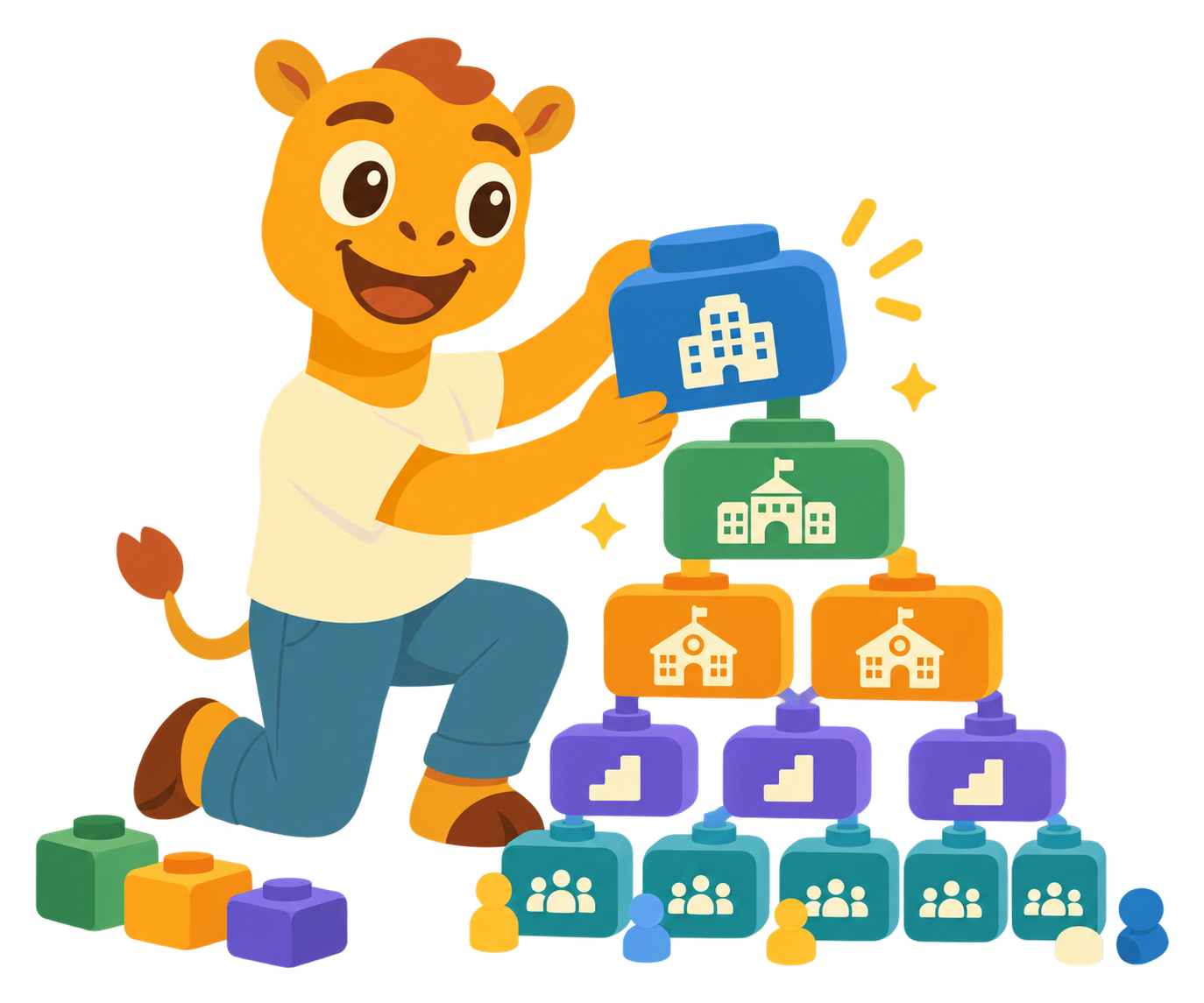 Building the school structure from connected organizational blocks