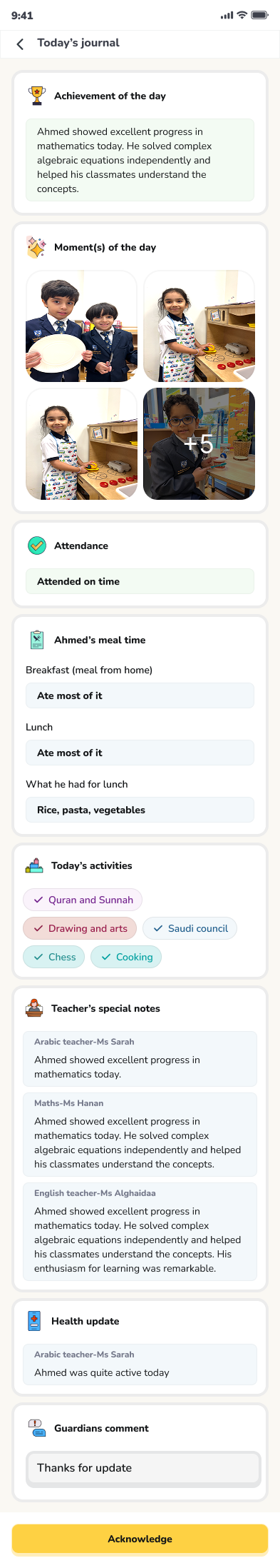 A published student journal with the acknowledge action