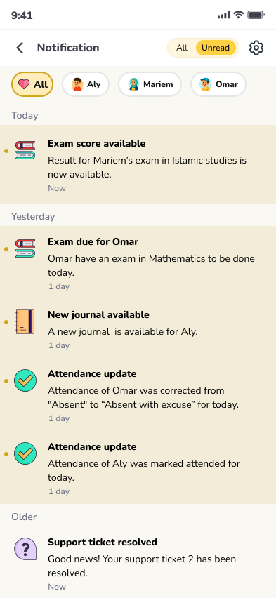 Guardian notifications in English