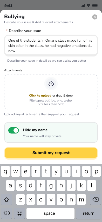 Raising a request with the name withheld from staff