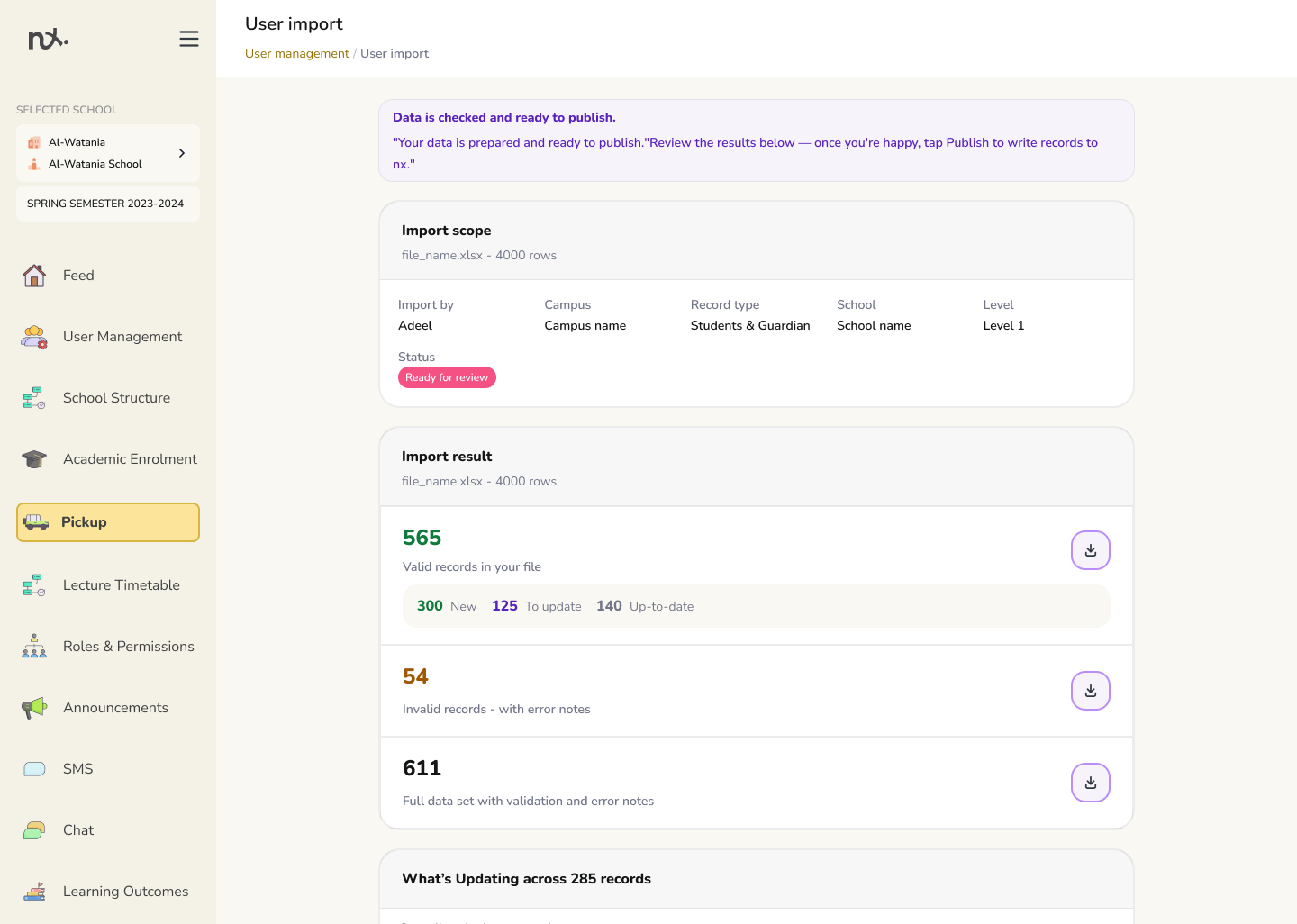 Bulk import, reviewed and ready to publish