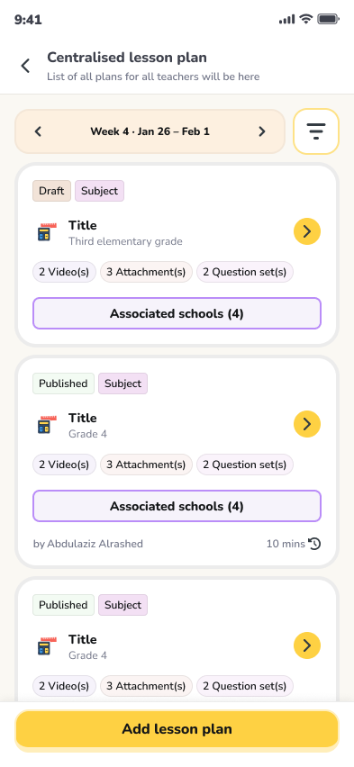 A teacher's day — register, marks window and today's lesson plan release