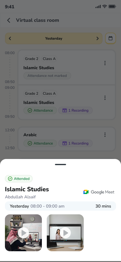 Virtual class recordings in English